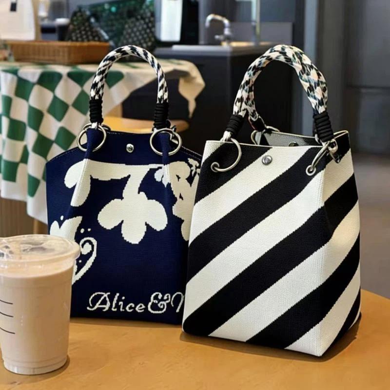 Women'S Work Bags Tote - Knitted Women Tote Bag With Stylish