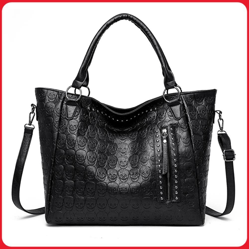 Women'S Work Bags Tote - Punk Skull Crossbody Bag PU Leather