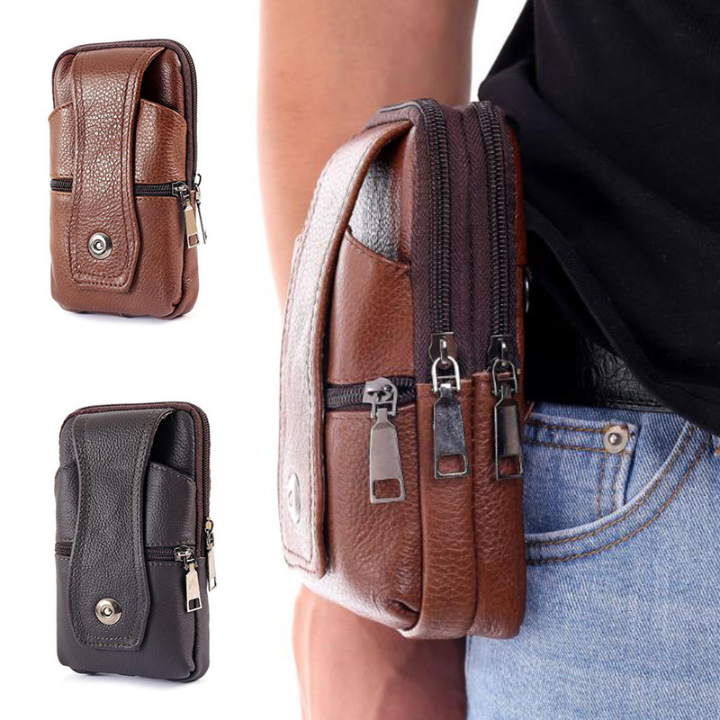 1Pcs Men Cell Phone Belt Pack  - Saddle Bag Leather review and price