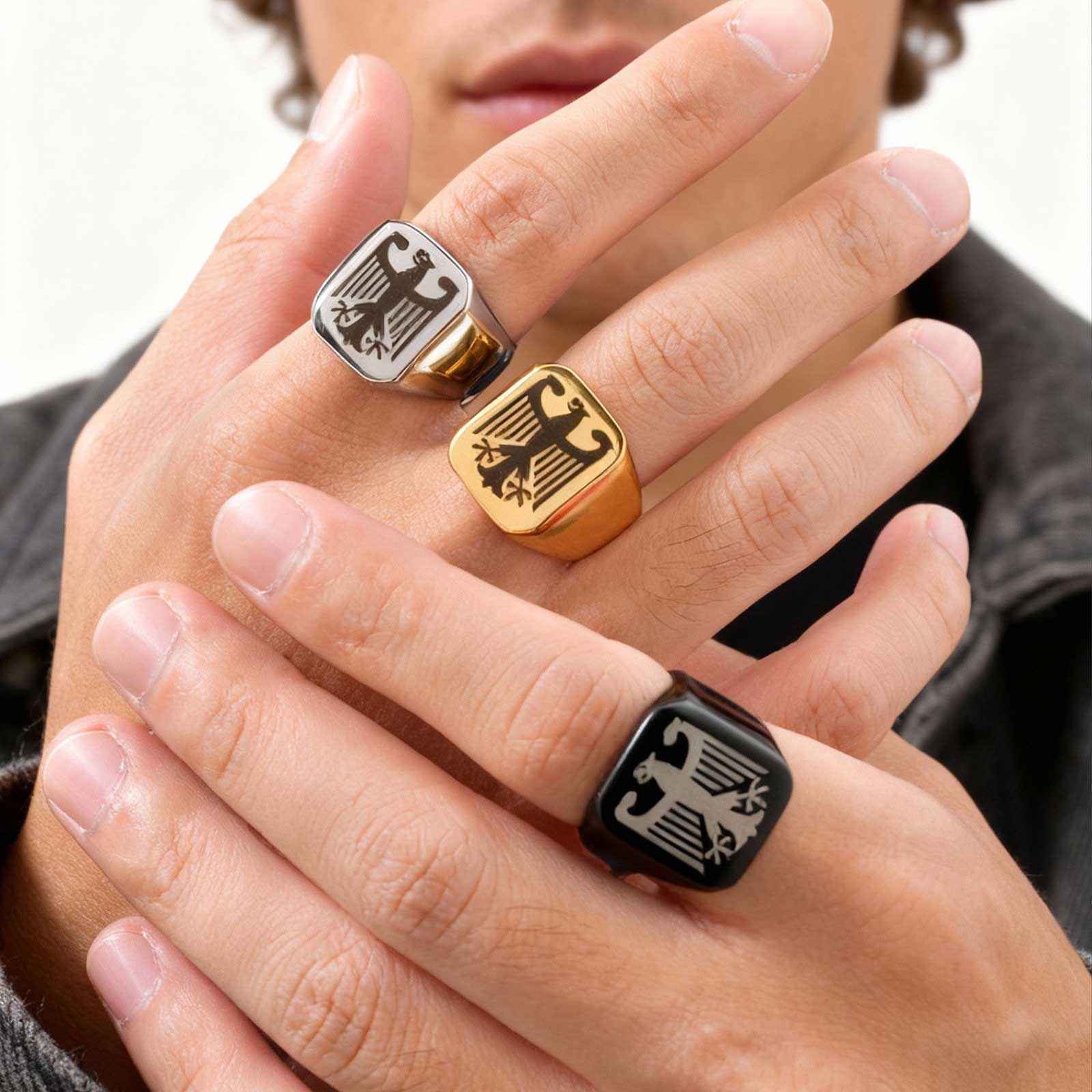 Custom Flying Hawk Eagle Ring  - Women Bags Discount review and price